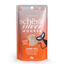 SCHESIR SILVER 11+ Salmon And Chicken in mousse 80g in pouch