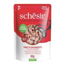 Schesir Tuna with Shrimps In Jelly Pouch Complete and Balanced 85g