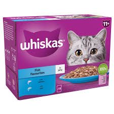 WHISKAS® 11+ Fish Favourites Senior Wet Cat Food Pouches in Jelly 12 x 85g
