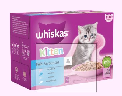 WHISKAS® Kitten Fish Favourites Wet Cat Food Pouches in Jelly 12 x 85g