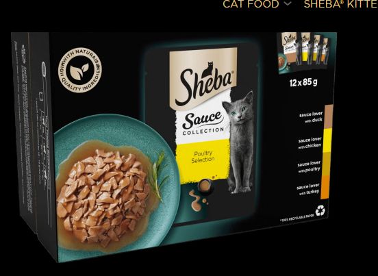 SHEBA® Sauce Collection Adult Cat Food  Poultry Selection 12 x 85g Pouch