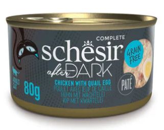 SCHESIR after dark cat food Chicken With Quail Egg in broth 80g in can