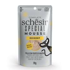 SCHESIR CAT FOOD Exigent chicken With Duck Liver in mousse 70g in pouch