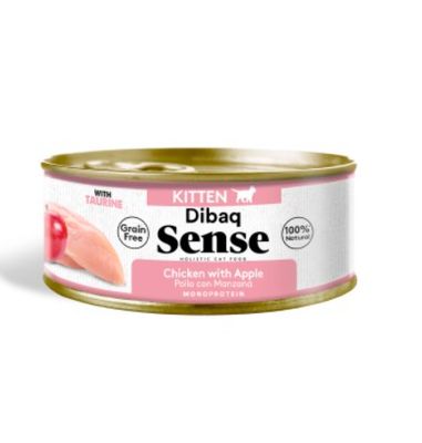 Dibaq Sense Cat Kitten Chicken with Apple, WET CAT FOOD TIN