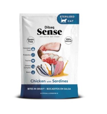 Dibaq Sense Bites Chicken with Sardines WET CAT FOOD POUCH