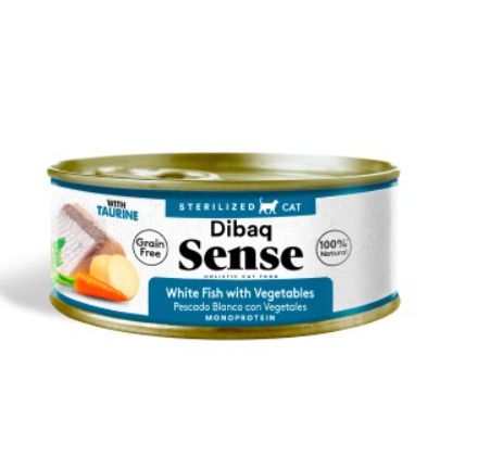 Dibaq Sense Cat Sterilised White Fish with Vegetables WET CAT FOOD TIN