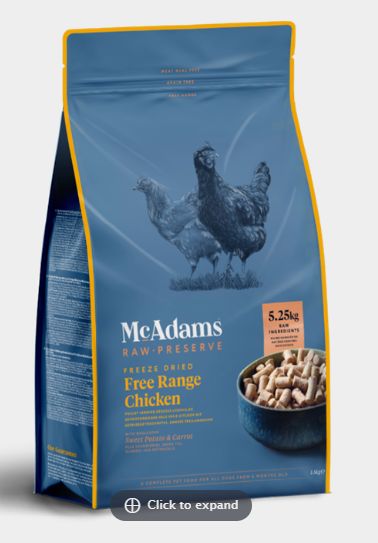 MC ADAMS Freeze Dried Free Range Chicken DOG FOOD