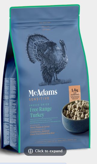 MC ADAMS Freeze Dried Free Range Turkey DRY DOG