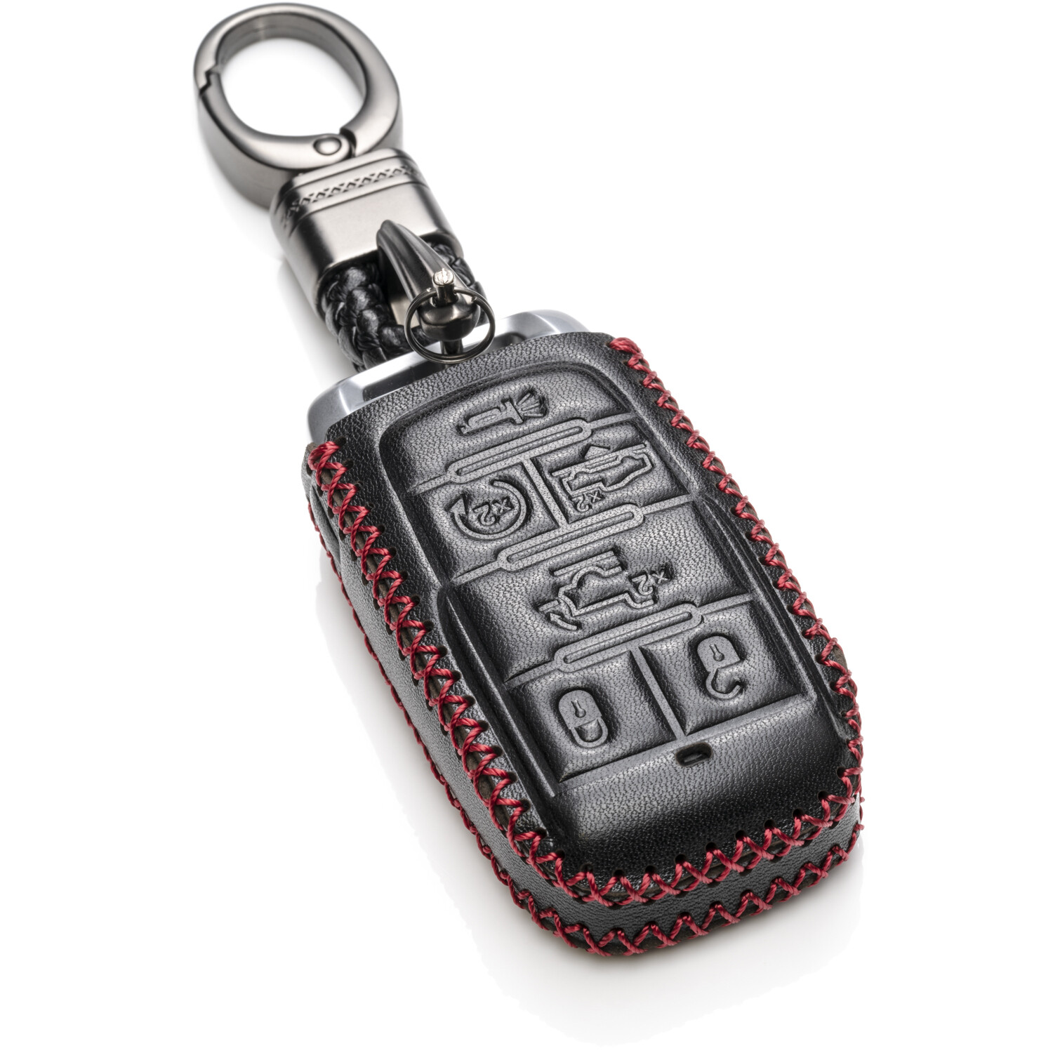4 Buttons, Red Vitodeco Genuine Leather Smart Key Keyless Remote Entry Fob Case Cover with Leather Key Chain for BMW 1 2 5 7 M Series X1 X4 X5 X6