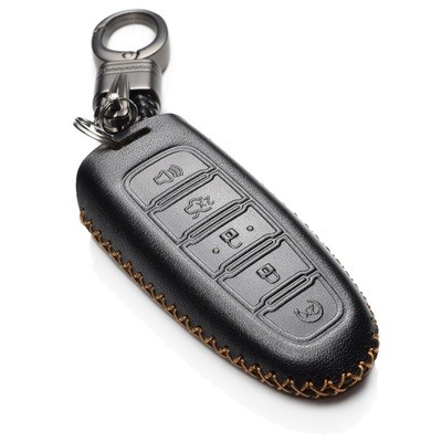 Brown Vitodeco Genuine Leather Keyless Entry Remote Control Smart Key Case Cover with Leather Key Chain for Tesla Model X