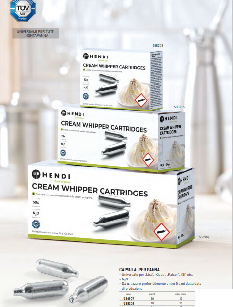 CAPSULE per la PANNA per il SIFONE  conf. 24pz - ORDINE MINIMO 25 confezioni (600 pz)