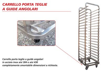 Carrello porta teglie a guide angolari - INOX AISI 304 - 80X120/60X120 - 15 POSTI