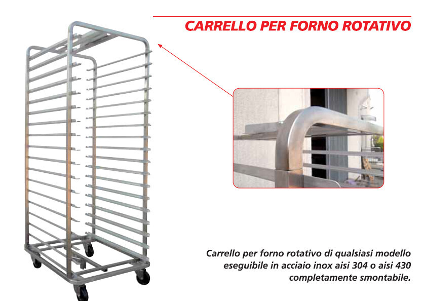 Carrello porta forno ROTATIVO - INOX AISI 430 - 40X60/60X60 - 15/16/18/20 POSTI