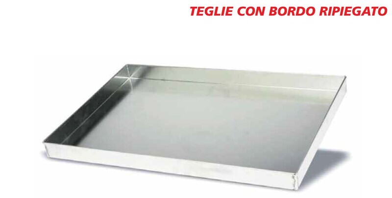 Teglia in LAMIERA ALLUMINATA con bordo di piega - cm 40x80x2/3h NATURALE