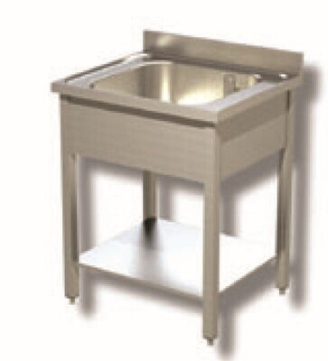 VASCONE SU GAMBE E RIPIANO - INOX AISI 304 cm 50X70X85h