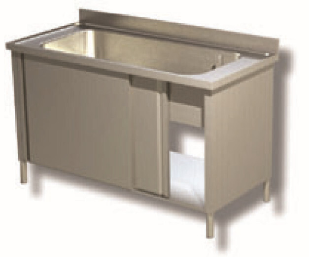 VASCONE MAXI ARMADIATO CON PORTE SCORREVOLI - INOX AISI 304 cm 200X60X85h
