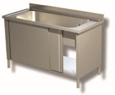 VASCONE MAXI ARMADIATO CON PORTE SCORREVOLI - INOX AISI 304 cm 180X60X85h