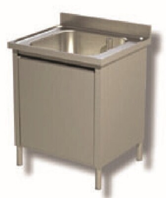 VASCONE ARMADIATO con PORTA BATTENTE - INOX AISI 304 cm 80X70X85h
