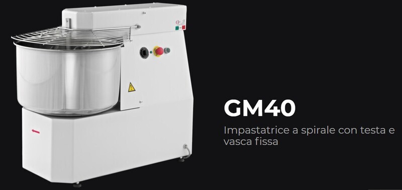 IMPASTATRICE a SPIRALE VASCA e TESTA FISSA per PIZZERIA GM 40 monofase