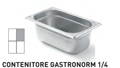 CONTENITORI GASTRONORM PLUS LINE ACCIAIO INOX GN 1/4 (mm265x162) - h 100mm