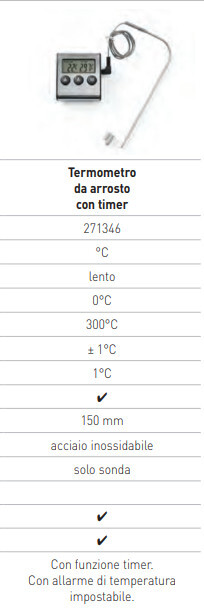 TERMOMETRO CON TIMER DA ARROSTO - scala 0°+300°C