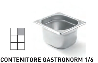 CONTENITORI GASTRONORM PLUS LINE ACCIAIO INOX GN 1/6 (mm176x162) - h 100mm
