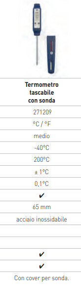 TERMOMETRO DIGITALE con SONDA TASCABILE - scala -40°+200°C