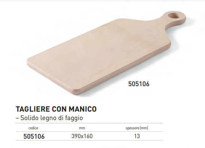 TAGLIERE GASTRONORM IN LEGNO di FAGGIO con MANICO cm 39x16x1,3h