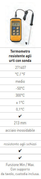 TERMOMETRO DIGITALE con SONDA ANTIURTO- scala -50°+300°C