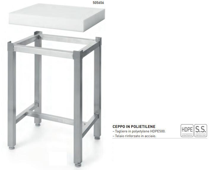 CEPPO IN POLIETILENE - cm 50x40x80h - SUPPORTO INOX