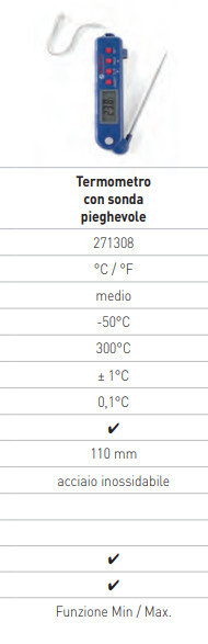 TERMOMETRO con SONDA RIPIEGHEVOLE - scala -50°+300°C