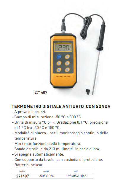 Hendi 271407 Termometro Digitale Antiurto con Sonda 