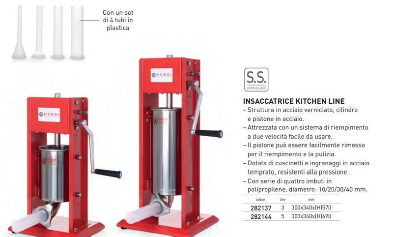 INSACCATRICE INOX VERNICIATO PER SALSICCE ED INSACCATI VARI - 3 litri