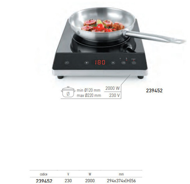 INDUZIONE SINGOLA "linea OBLIQUE" - 2000W