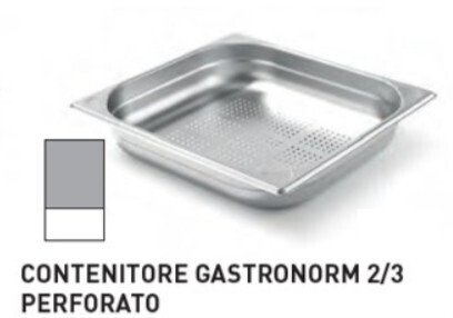CONTENITORI FORATI GASTRONORM PLUS LINE ACCIAIO INOX GN 2/3 (mm354x325) - h 65mm