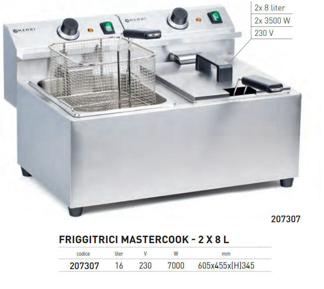 FRIGGITRICE STANDARD da BANCO ELETTRICA per GASTRONOMIA - 8+8 LITRI