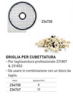 GRIGLIA per CUBETTATURA per TAGLIAVERDURA PROFESSIONALE -10mm