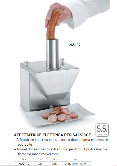 AFFETTATRICE ELETTRICA PER SALSICCE INOX