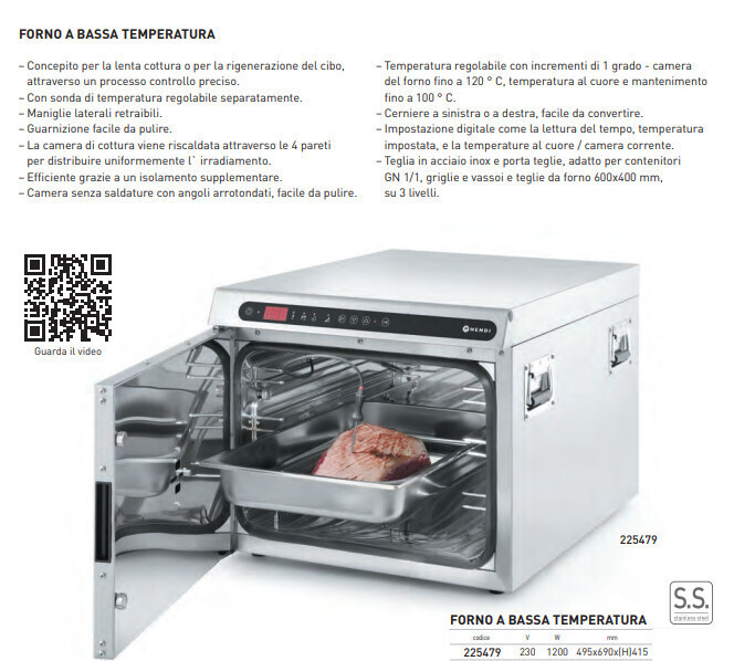 FORNO PER LA RIGENERAZIONE E COTTURA A BASSA TEMPERATURA DEI CIBI