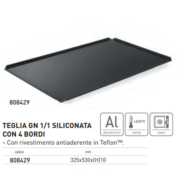 TEGLIA GN 1/1, TEFLONATA, ALLUMINIO, NATURALE