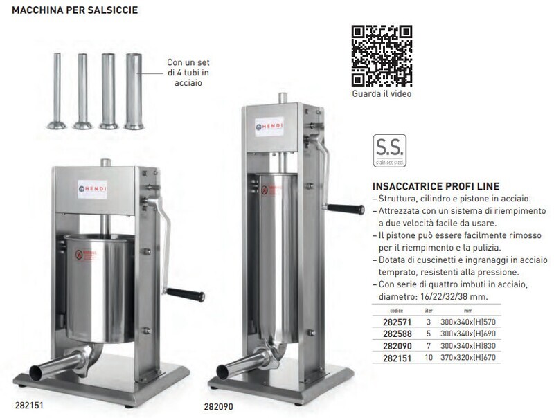 INSACCATRICE INOX PER SALSICCE ED INSACCATI VARI - 5 litri
