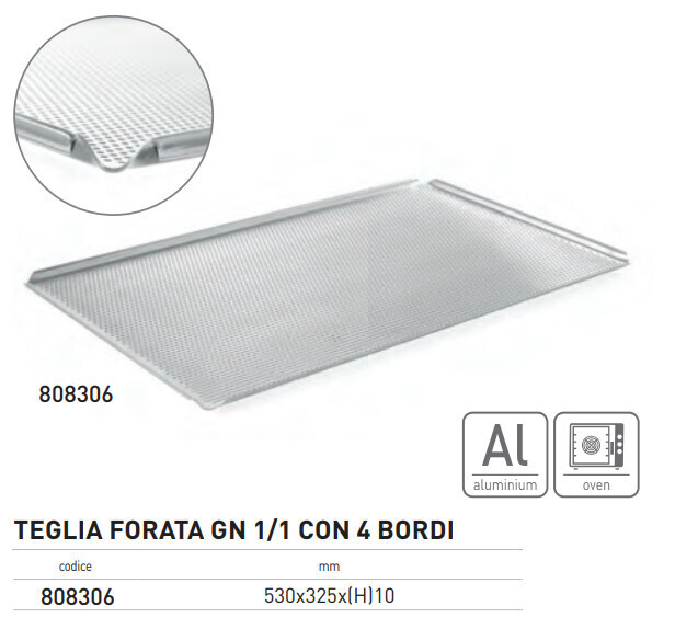 TEGLIA GN 1/1, NATURALE, ALLUMINIO, FORATA