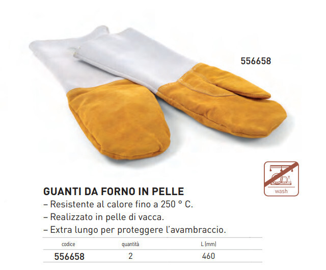 GUANTI DA FORNO in PELLE DI BOVINO EXTRA LUNGO - L mm 460 - senza dita