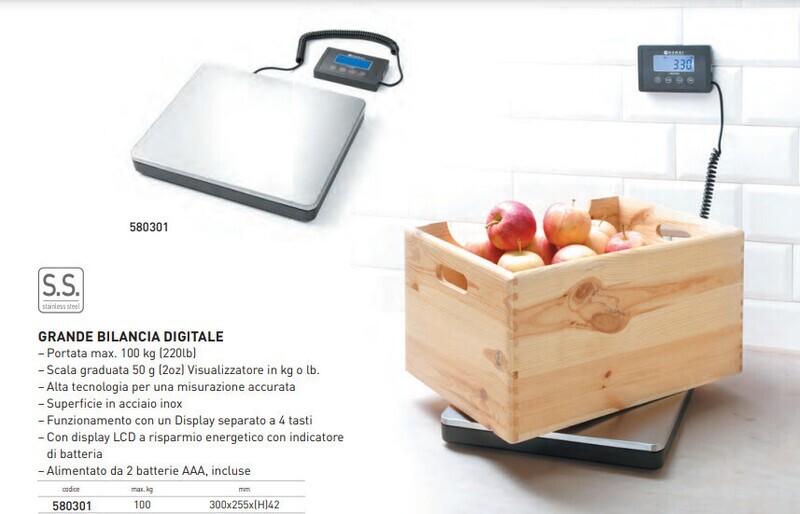 BILANCIA DA CUCINA DIGITALE GRANDE PORTATA DA 100KG