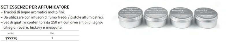 SET di 4 ESSENZE da 250ml per AFFUMICATORE ideale PER AFFUMICATORI a FREDDO