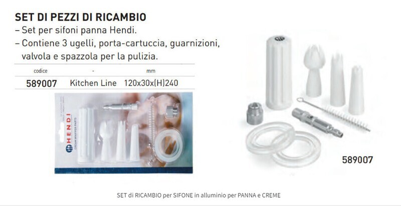 SET di RICAMBIO per SIFONE in alluminio per PANNA e CREME