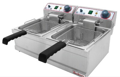 FRIGGITRICE  da BANCO ELETTRICA per GASTRONOMIA - 6+6 LITRI - LINEA LUX