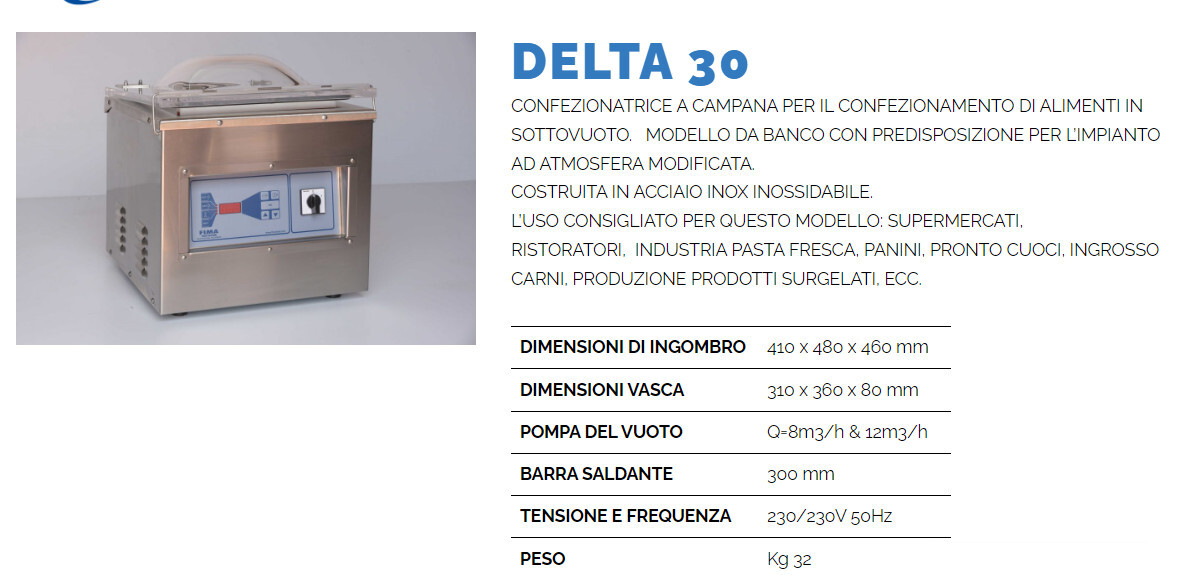 CONFEZIONATRICE per SOTTOVUOTO da BANCO a CAMPANA, in ACCIAIO INOX, barra saldante da cm 30 - PANNELLO DIGITALE mod.