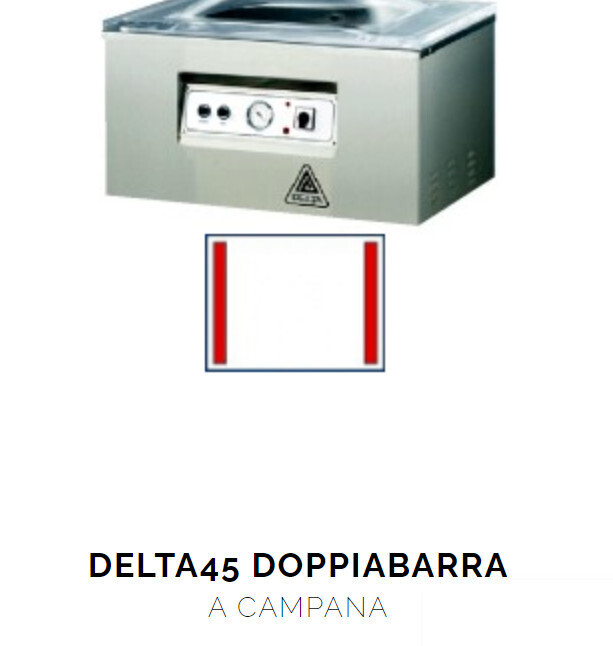 CONFEZIONATRICE per SOTTOVUOTO da BANCO a CAMPANA, in ACCIAIO INOX, barra saldante da cm 45 - PANNELLO DIGITALE mod. "DELTA 45 ATM 2B"