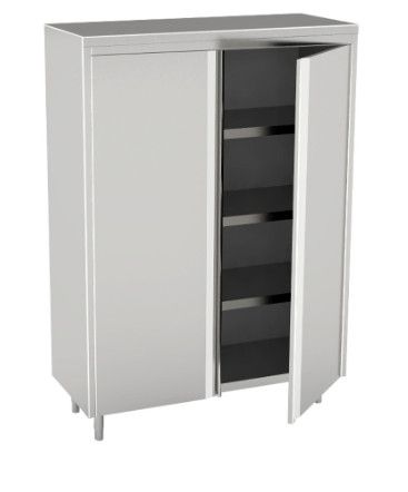 ARMADIO NEUTRO, INOX AISI 304 - PORTE SCORREVOLI E 3 RIPIANI cm 170x70x170h
